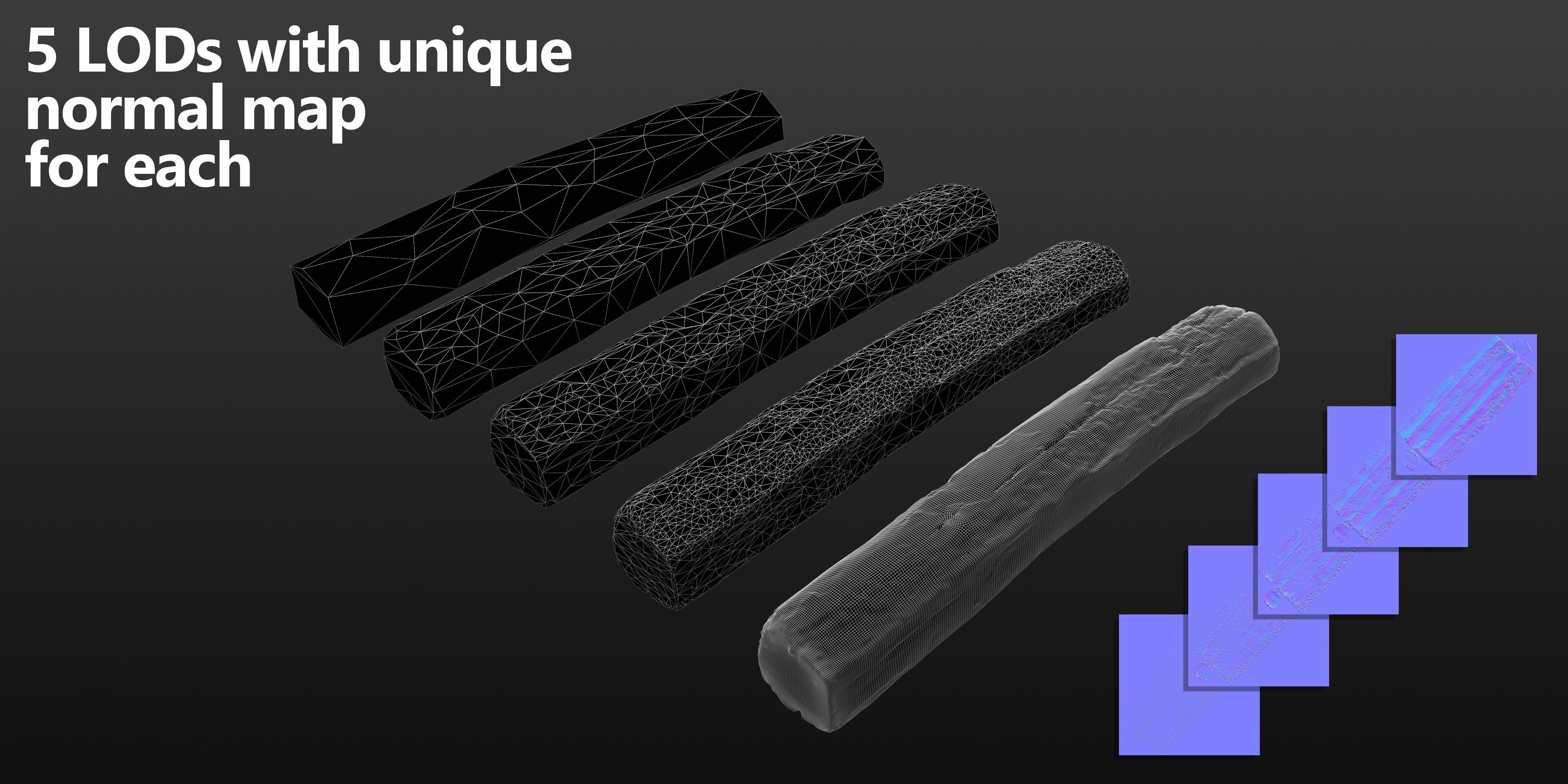 Wood Beam 05 3D model_7