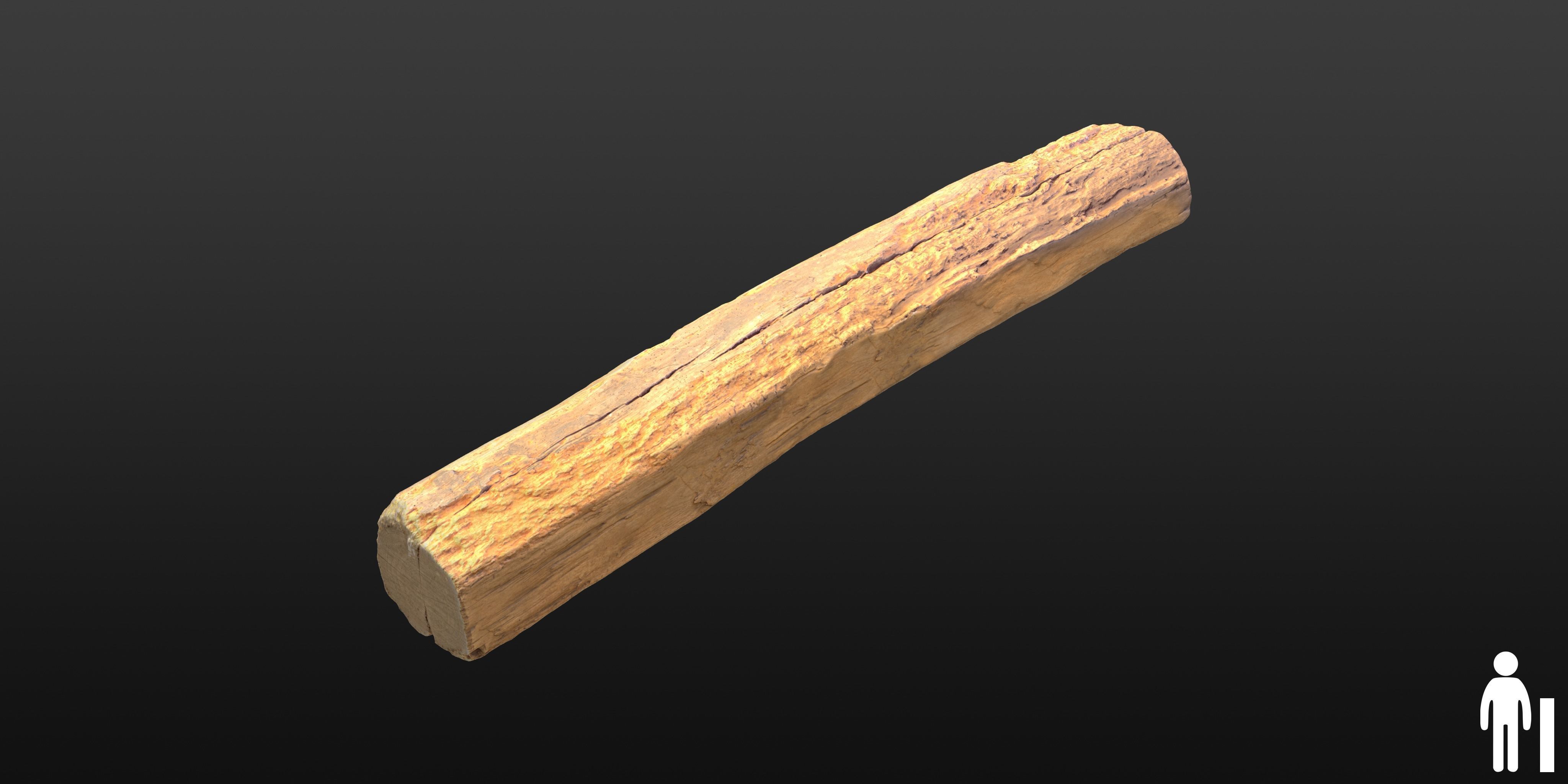 Wood Beam 05 3D model_3