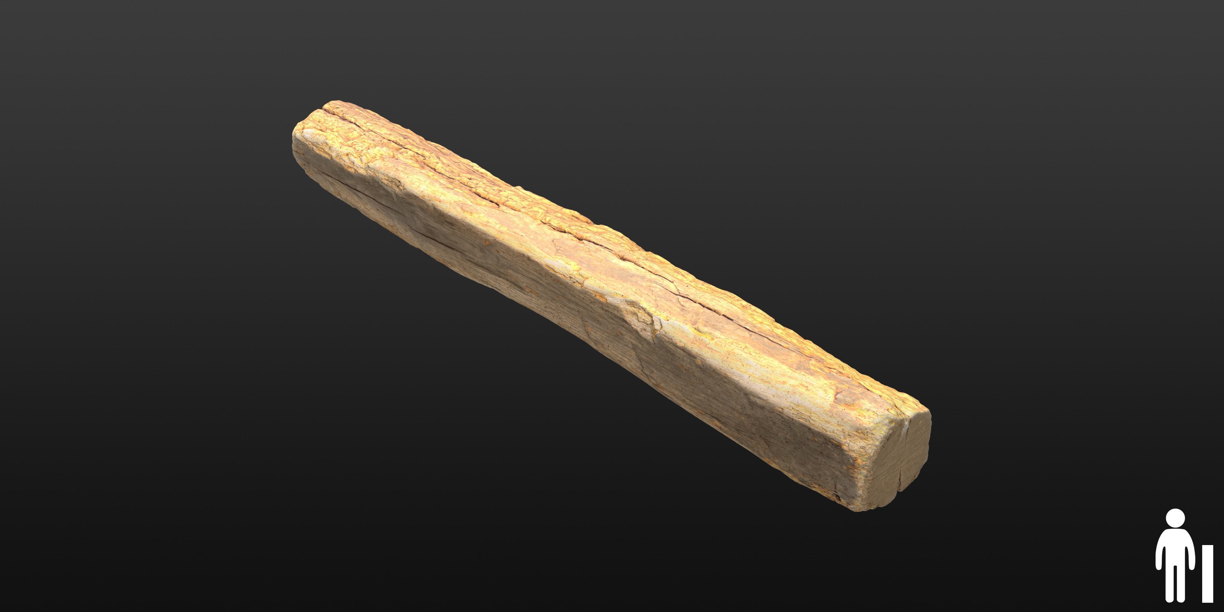 Wood Beam 05 3D model_2