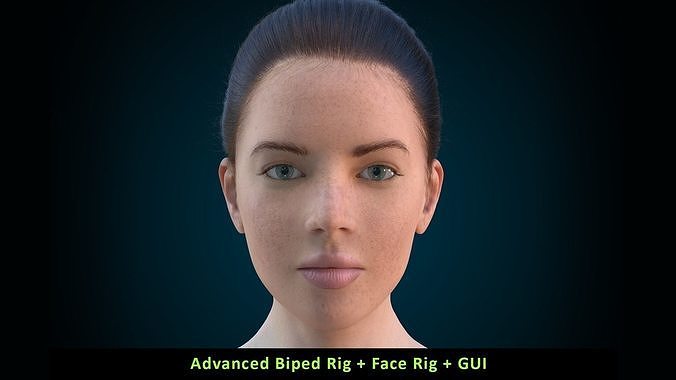 Cinematic Female 005 - Advanced Body Rig - Face Rig - GUI Low-poly 3D model