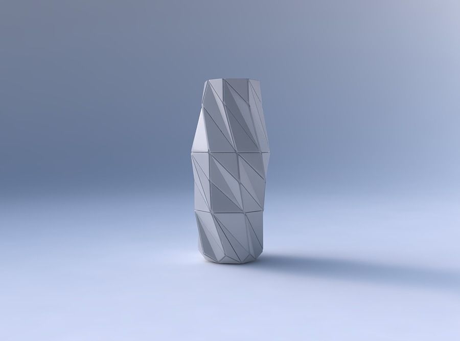 Vase twisted hexagon with triangle plates 3D print model_4