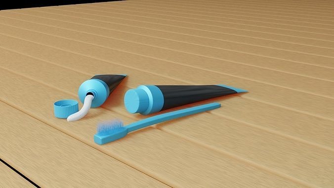 Toothpaste Toothbrush Low-poly 3D model