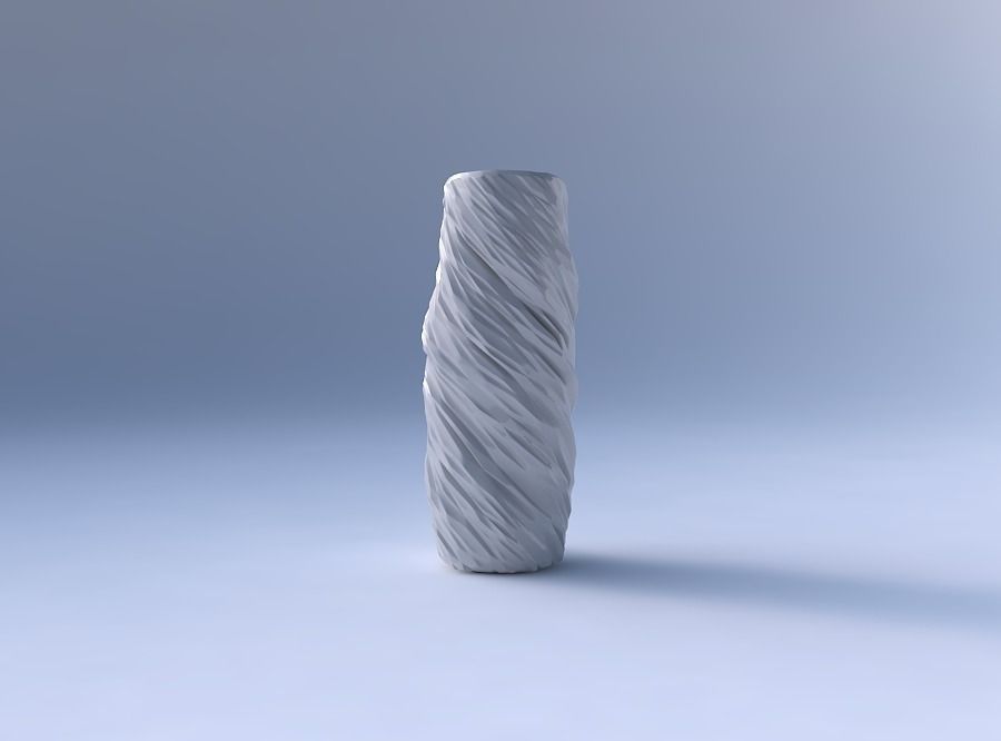 Vase twisted hexagon with twisted rocky bulges 3D print model_4