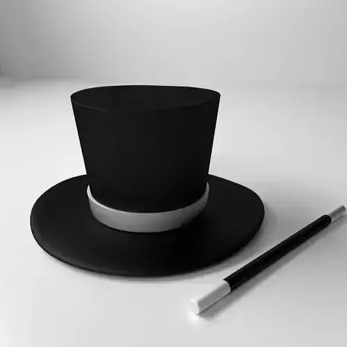 Magician Hat And Wand 3D model
