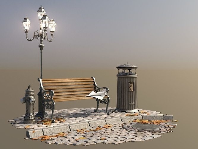 London Vintage Street Set 3D model 3