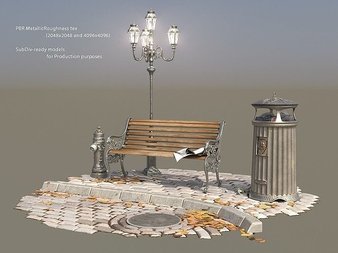 London Vintage Street Set 3D model 2