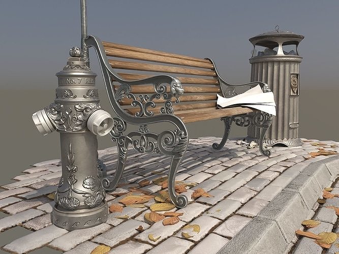 London Vintage Street Set 3D model 4
