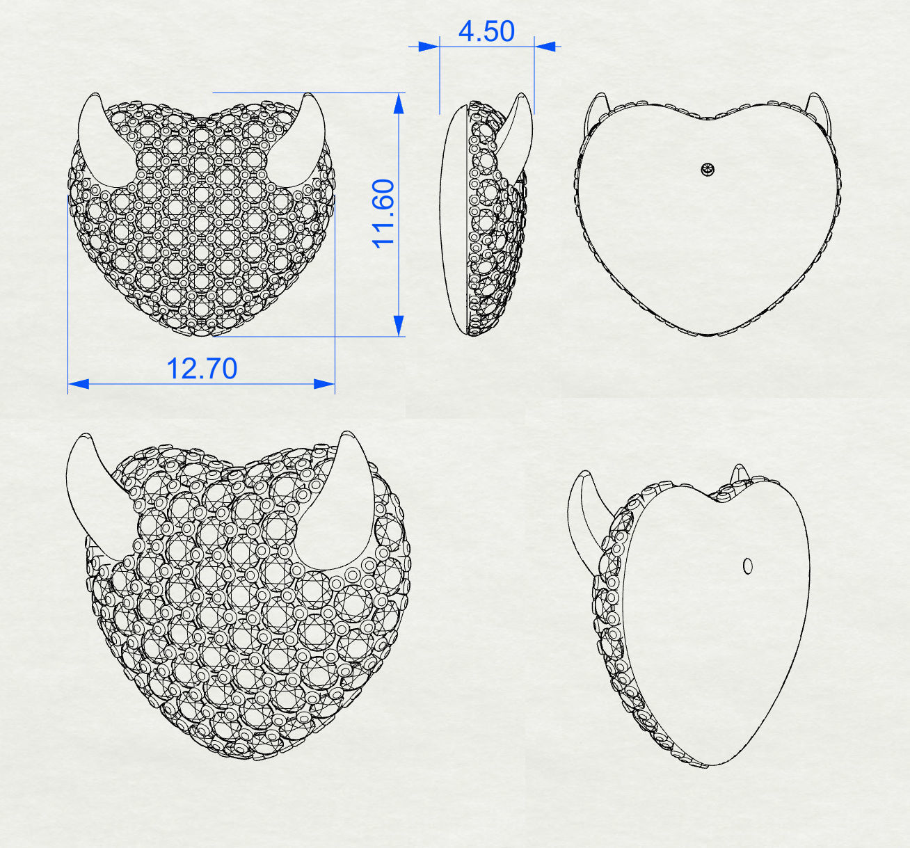 Earrings Heart and Horns 3D print model_5