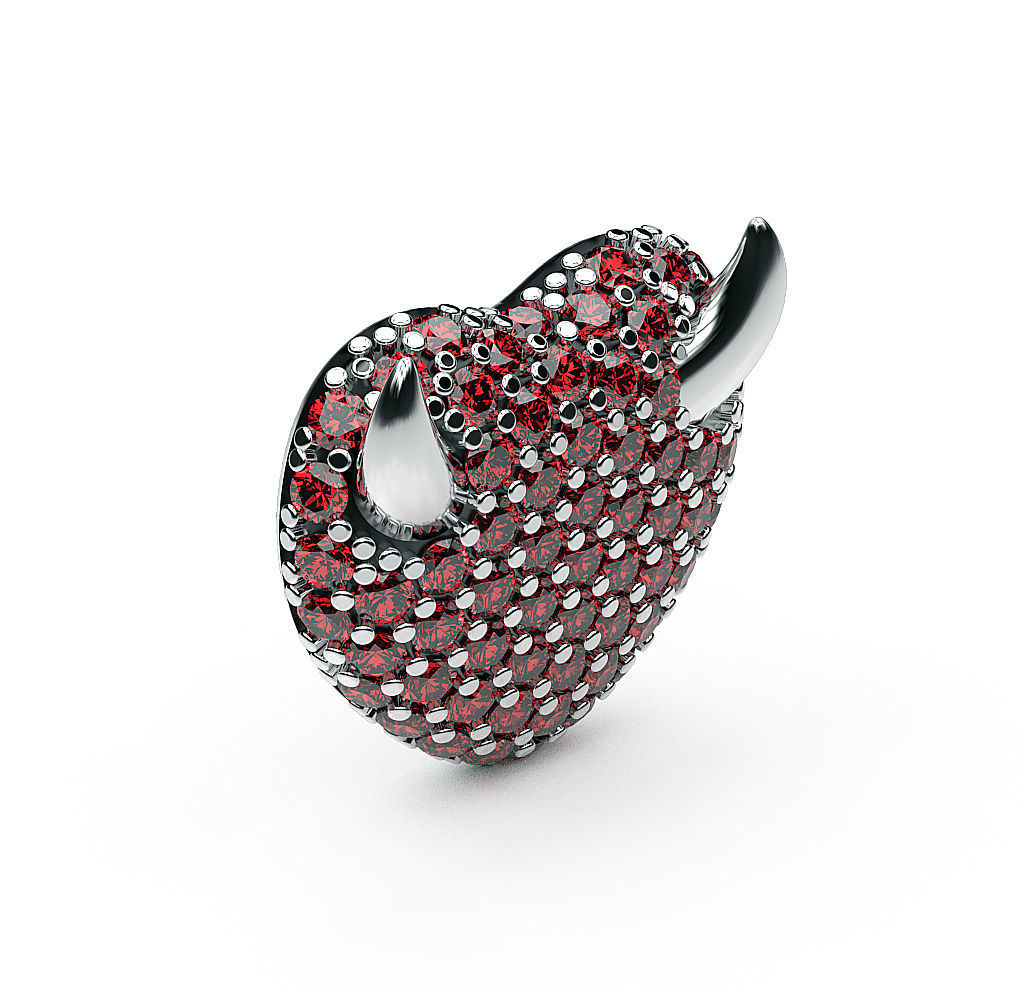 Earrings Heart and Horns 3D print model_3