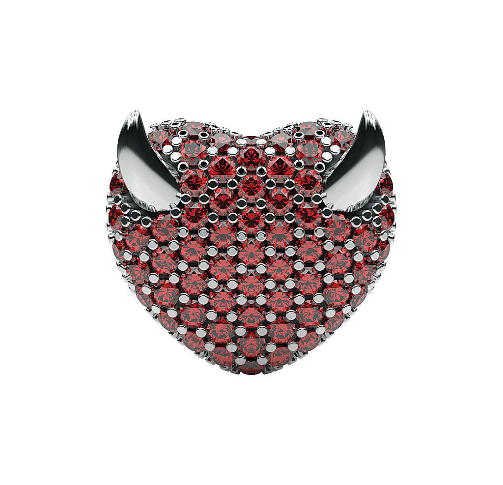 Earrings Heart and Horns 3D print model_1