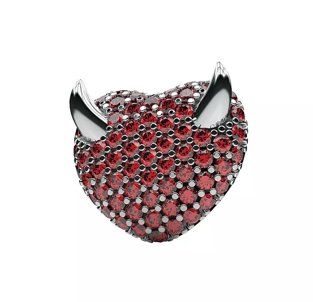 Earrings Heart and Horns 3D print model_0