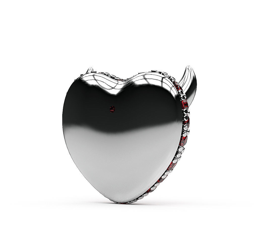 Earrings Heart and Horns 3D print model_4