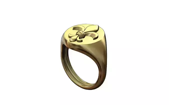 Royal lily Lys flower Fleur de lys signet ring N01 3D print model
