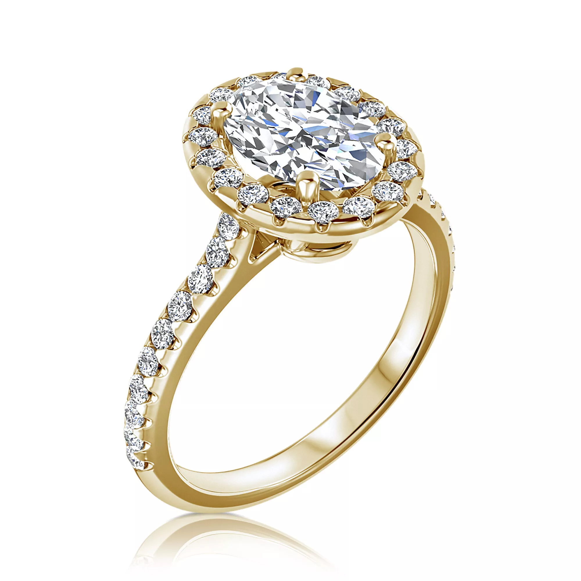 Oval Halo Diamond Engagement Ring 3D Model 3D print model