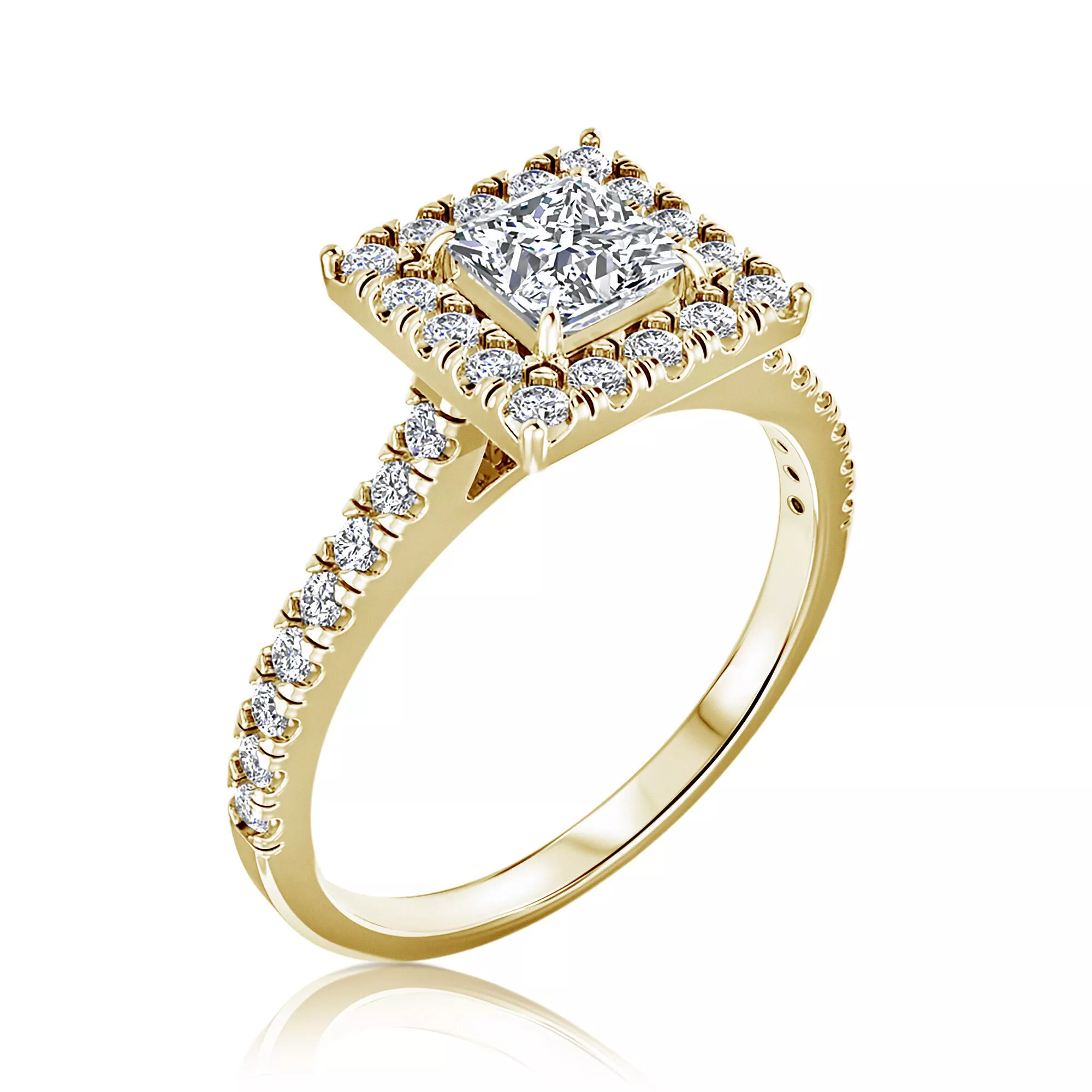 Princess Halo Engagement Ring 3D Model Jewelry 3D print model