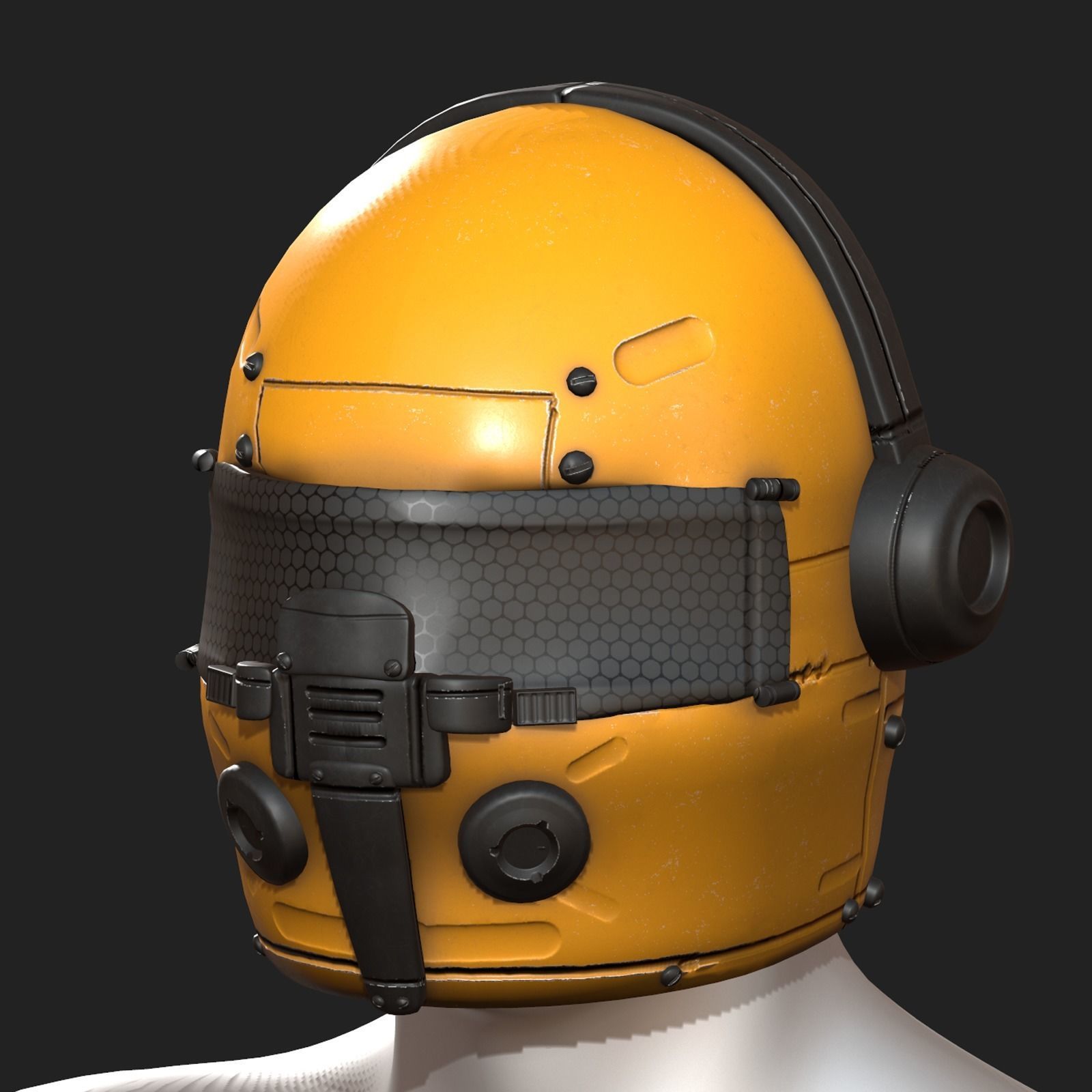 Helmet scifi fantasy futuristic technology Low-poly 3D model_1