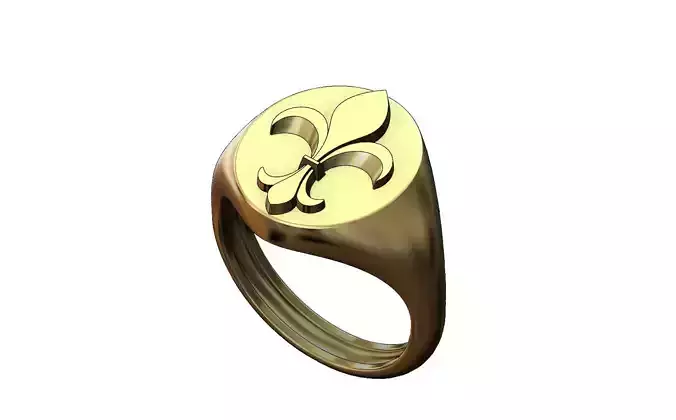 Royal lily Lys flower Fleur de lys signet ring N02 3D print model