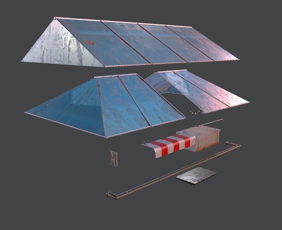 Modular roof Collection0001-A Low-poly 3D model_4