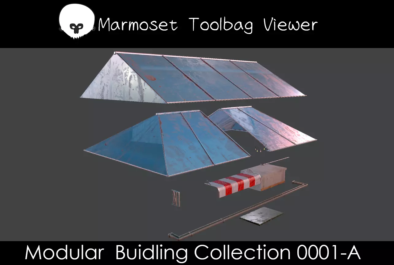 Modular roof Collection0001-A Low-poly 3D model_0