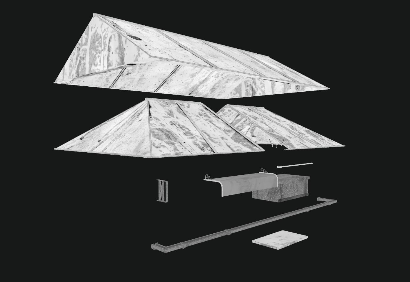 Modular roof Collection0001-A Low-poly 3D model_14