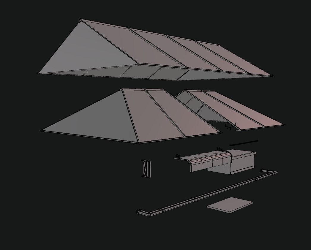 Modular roof Collection0001-A Low-poly 3D model_18