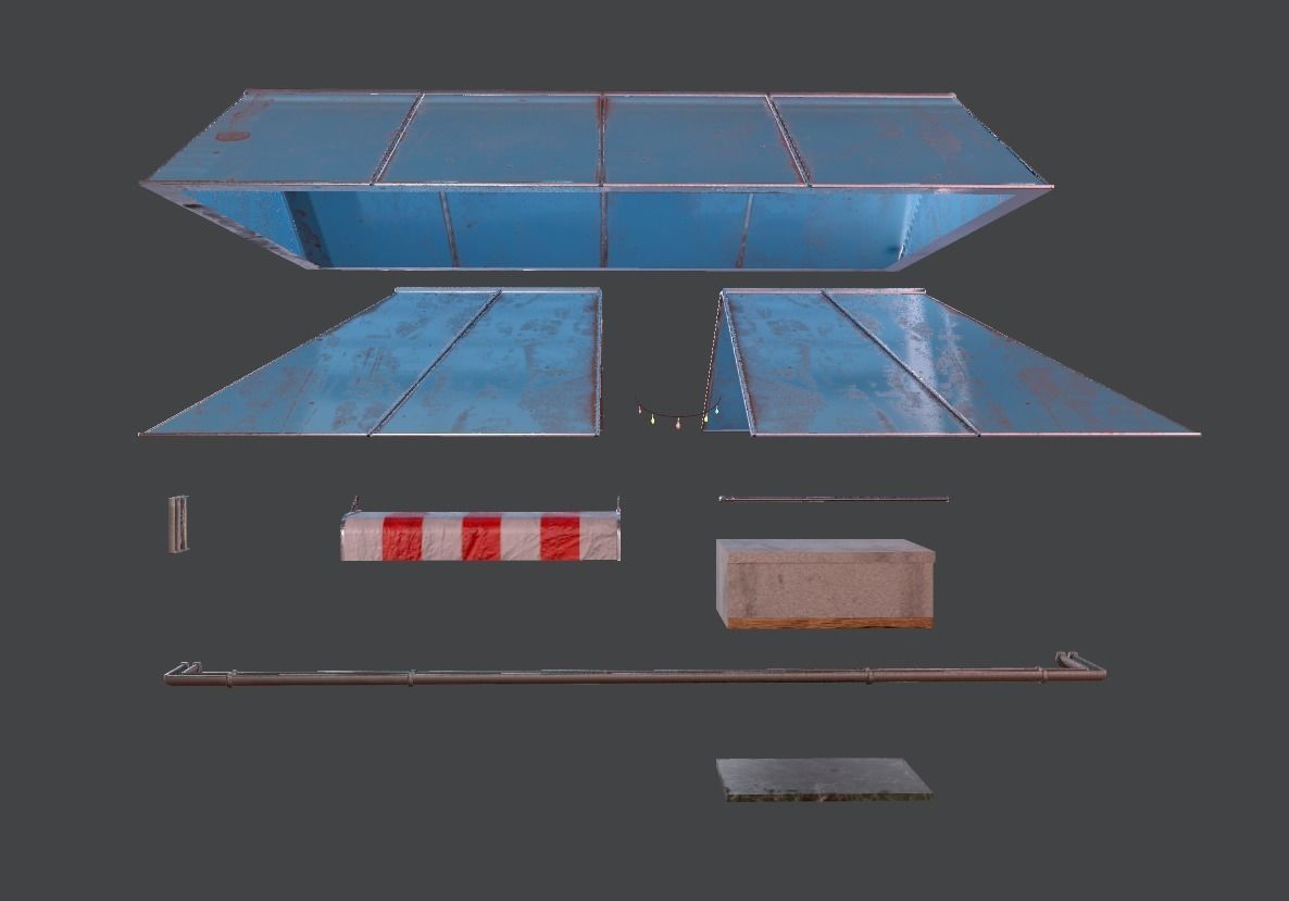 Modular roof Collection0001-A Low-poly 3D model_3