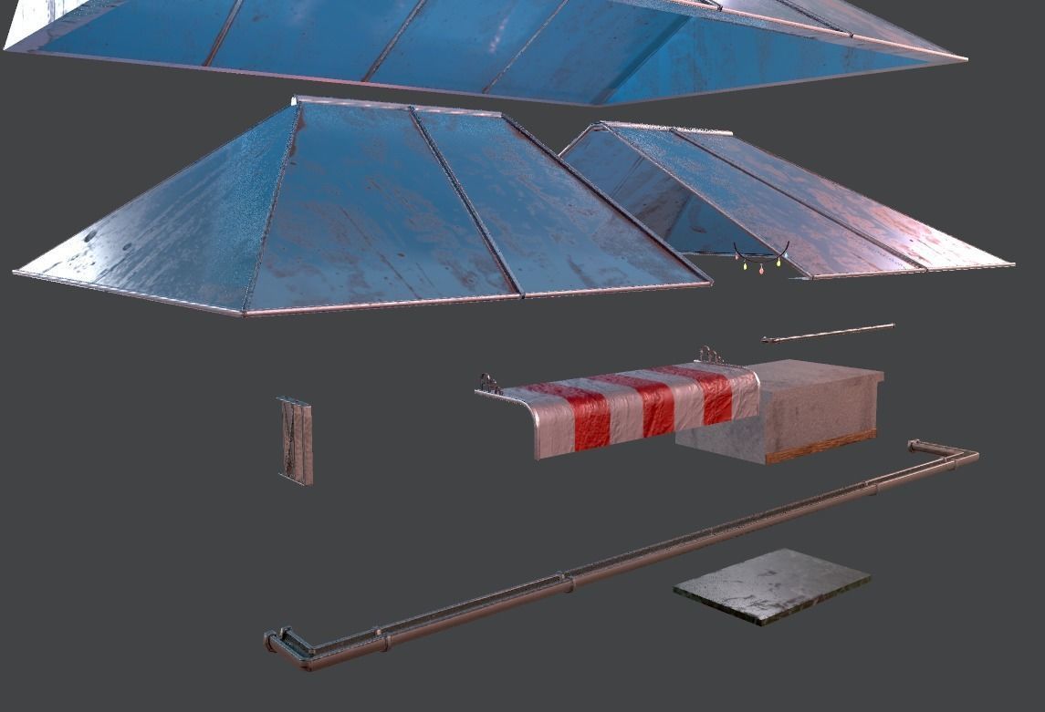 Modular roof Collection0001-A Low-poly 3D model_9