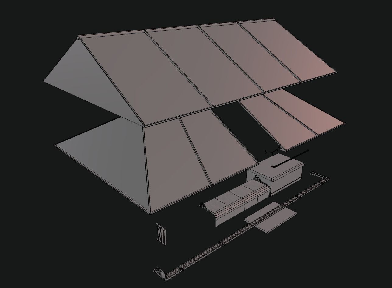 Modular roof Collection0001-A Low-poly 3D model_21
