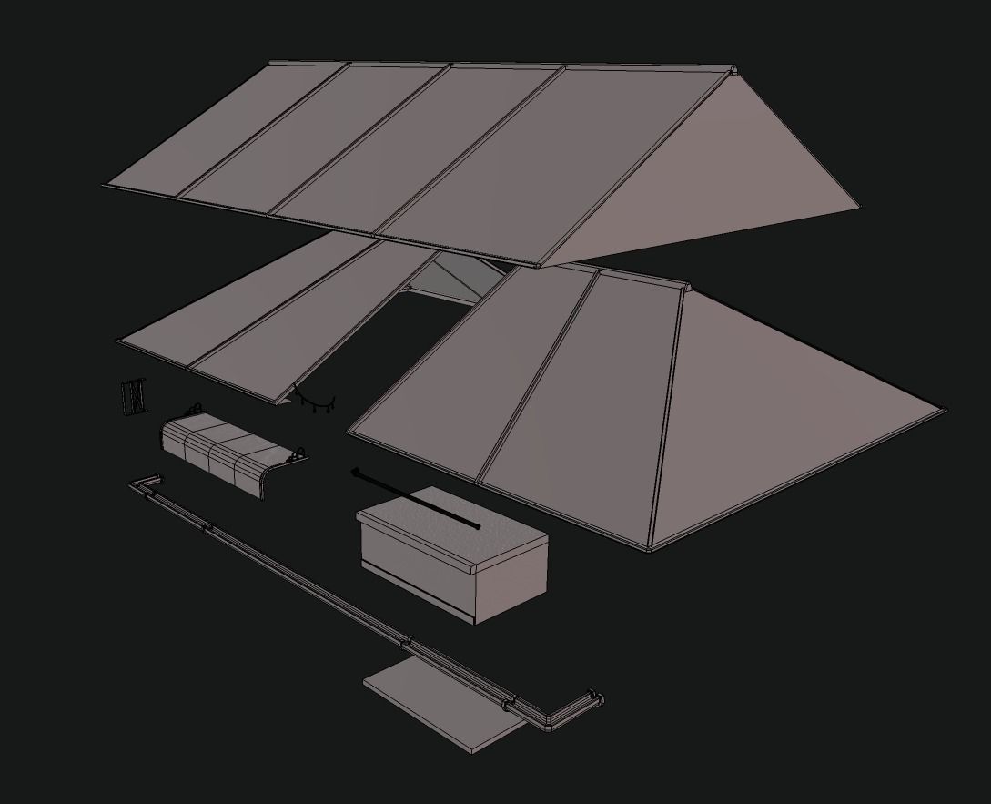 Modular roof Collection0001-A Low-poly 3D model_20
