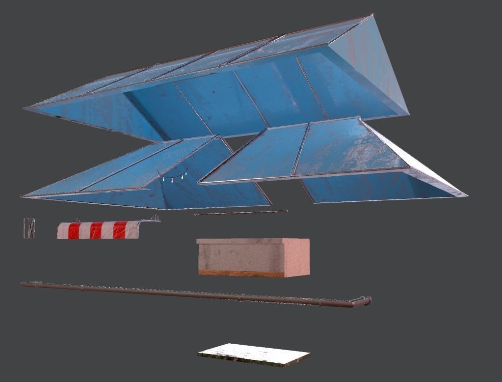 Modular roof Collection0001-A Low-poly 3D model_2