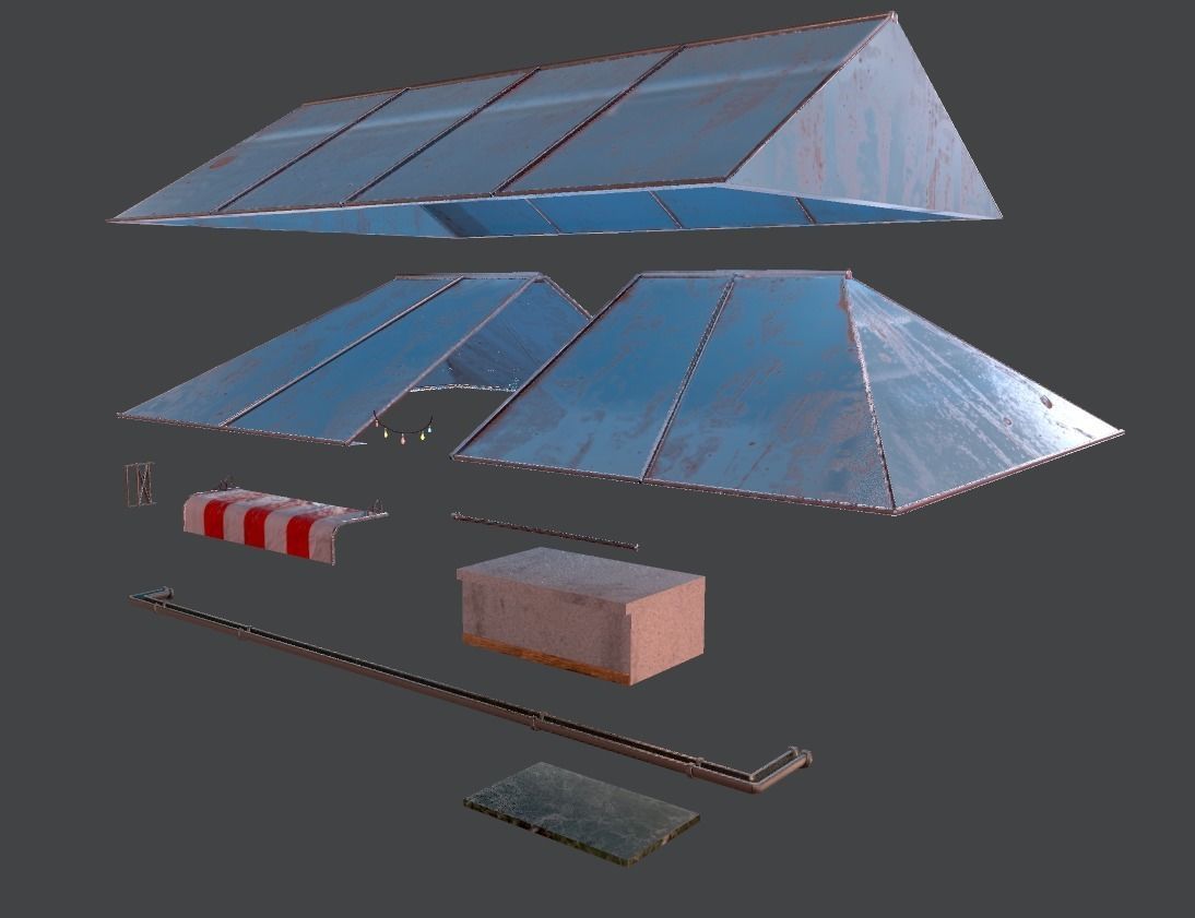 Modular roof Collection0001-A Low-poly 3D model_7