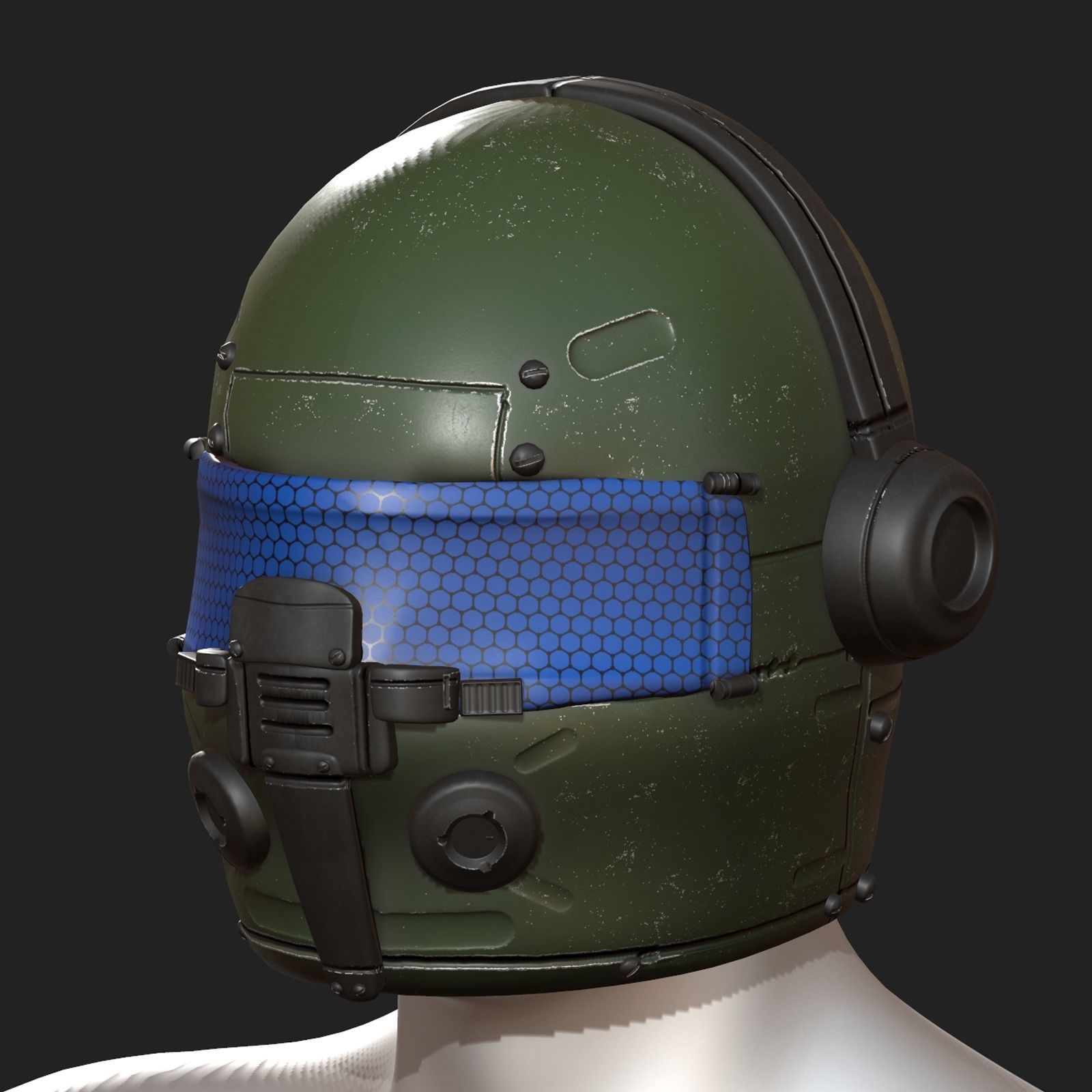 Helmet scifi fantasy futuristic military combat  Low-poly 3D model_5