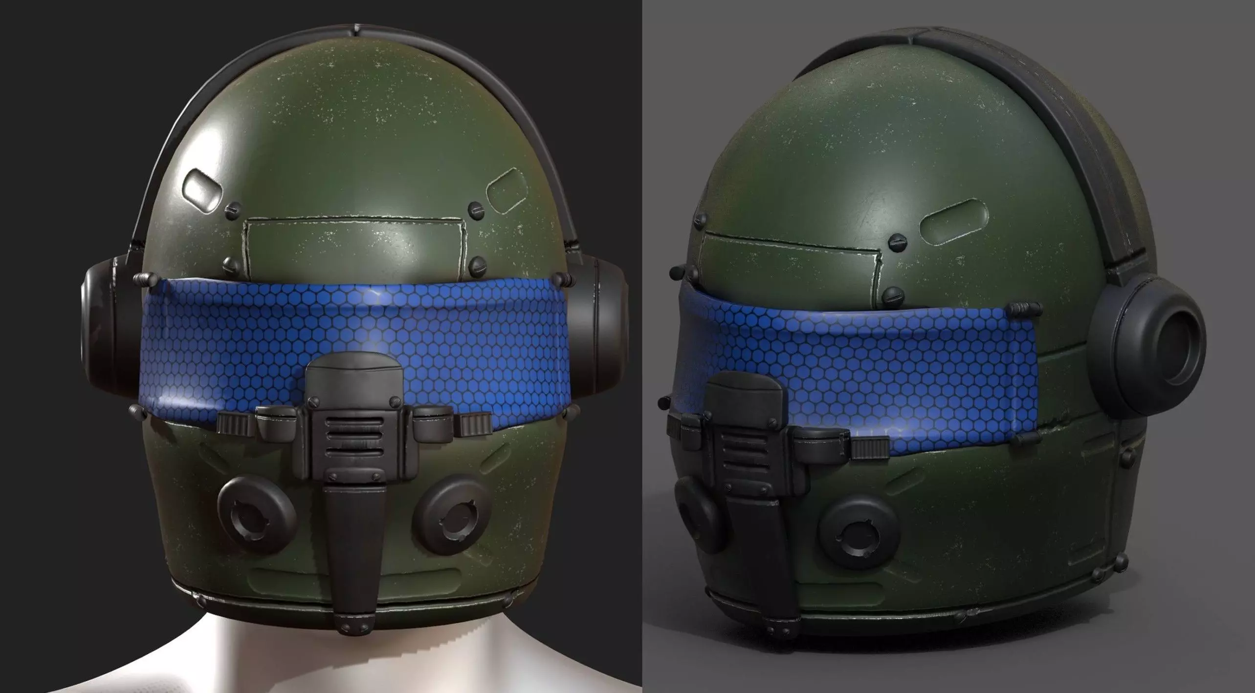 Helmet scifi fantasy futuristic military combat  Low-poly 3D model_0