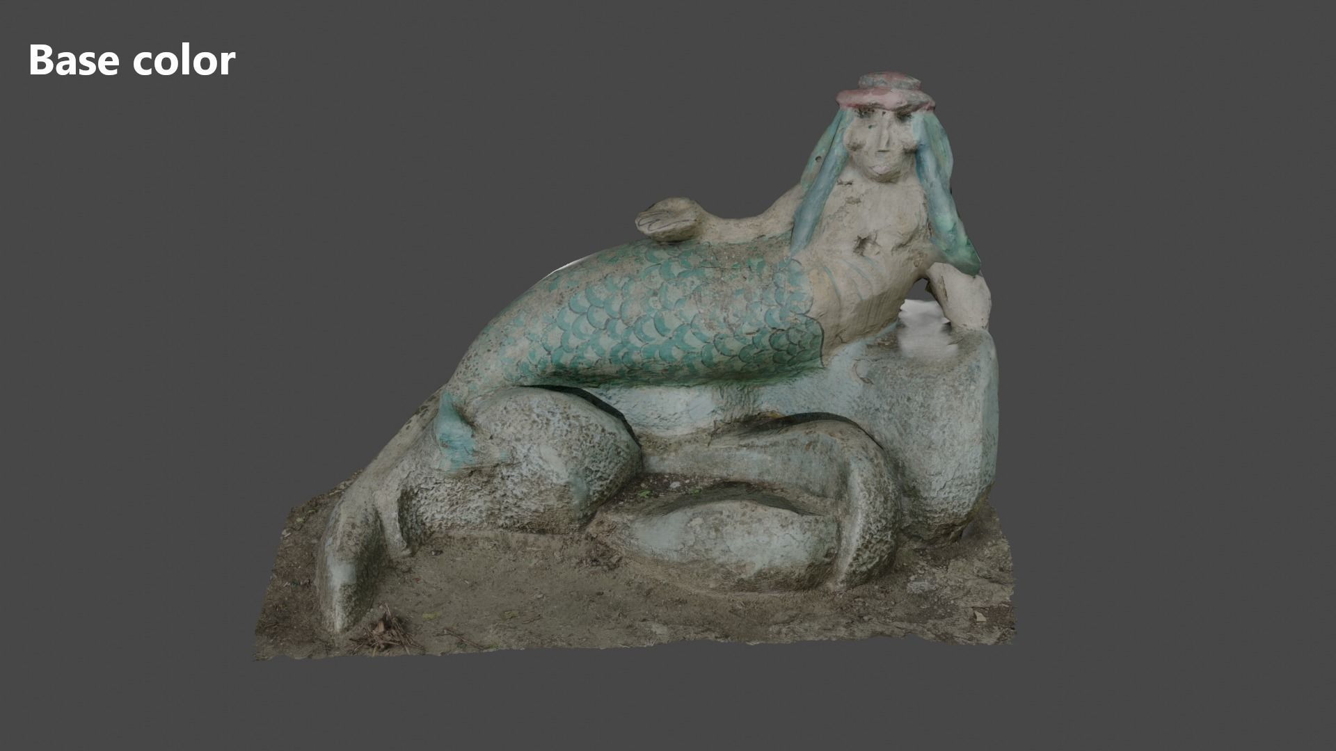 Mermaid statue Low-poly 3D model_11