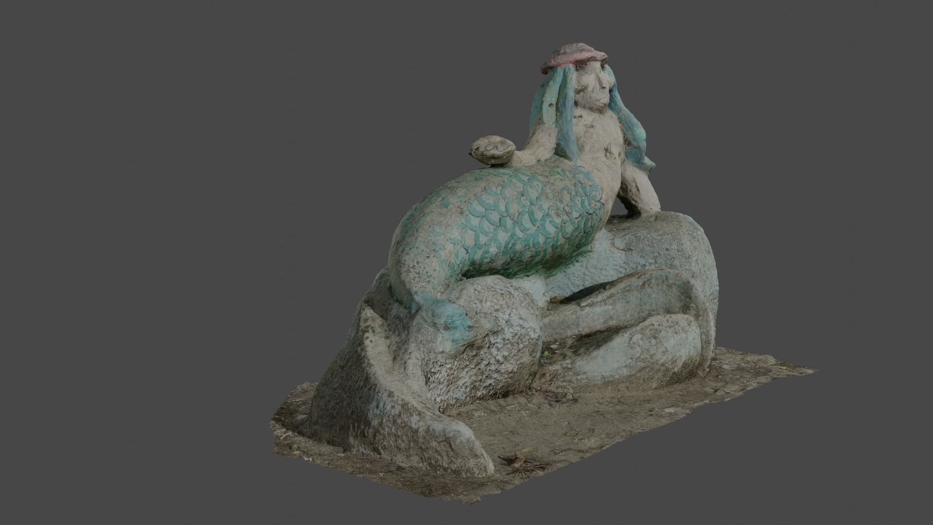 Mermaid statue Low-poly 3D model_6