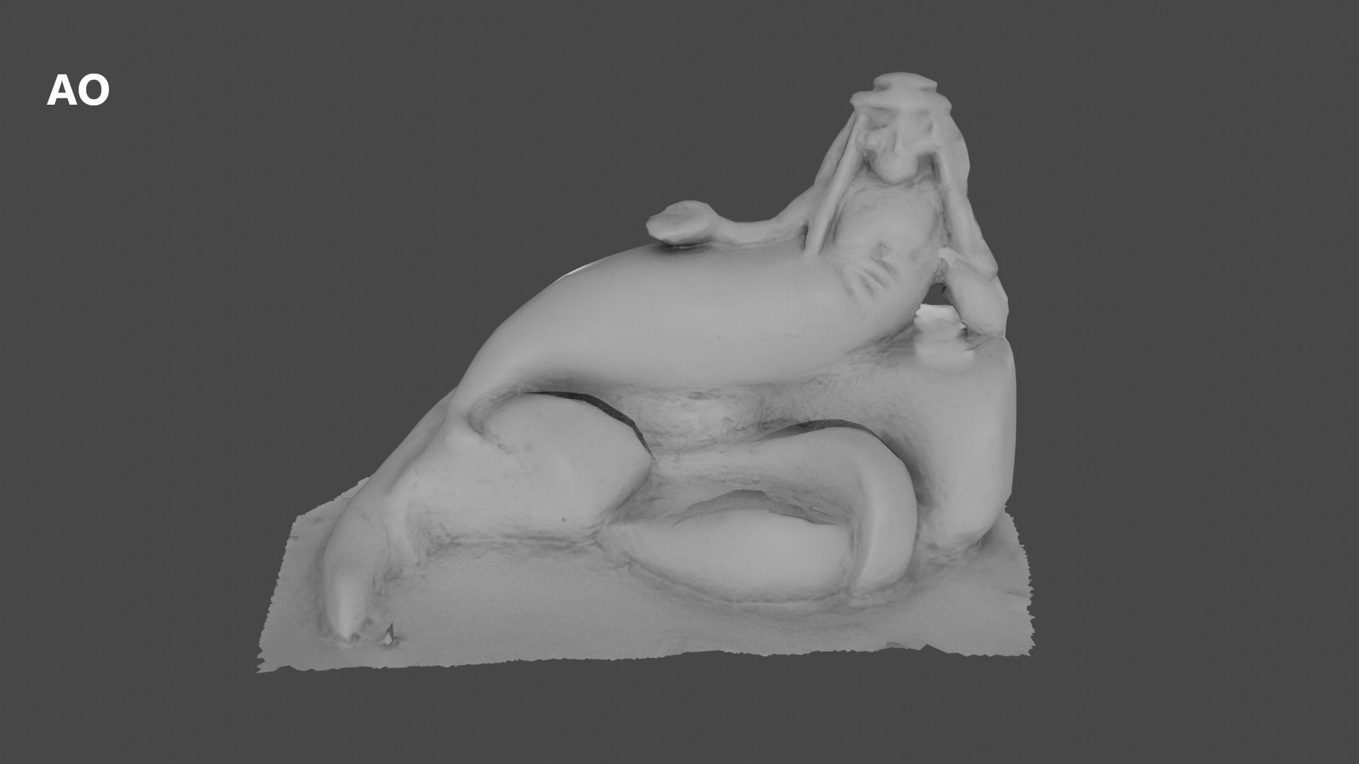 Mermaid statue Low-poly 3D model_12