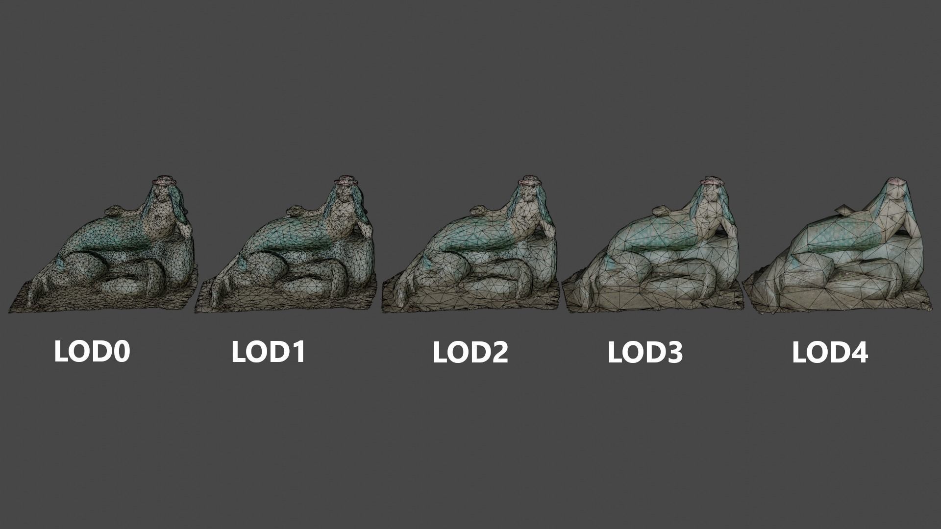 Mermaid statue Low-poly 3D model_10