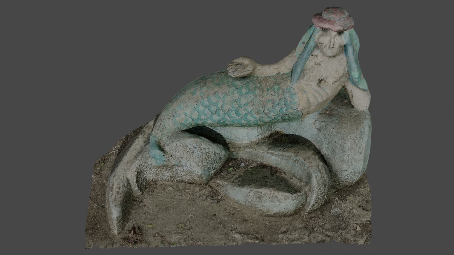 Mermaid statue Low-poly 3D model_7