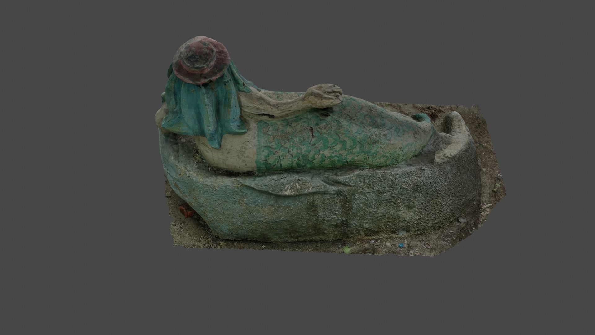 Mermaid statue Low-poly 3D model_8