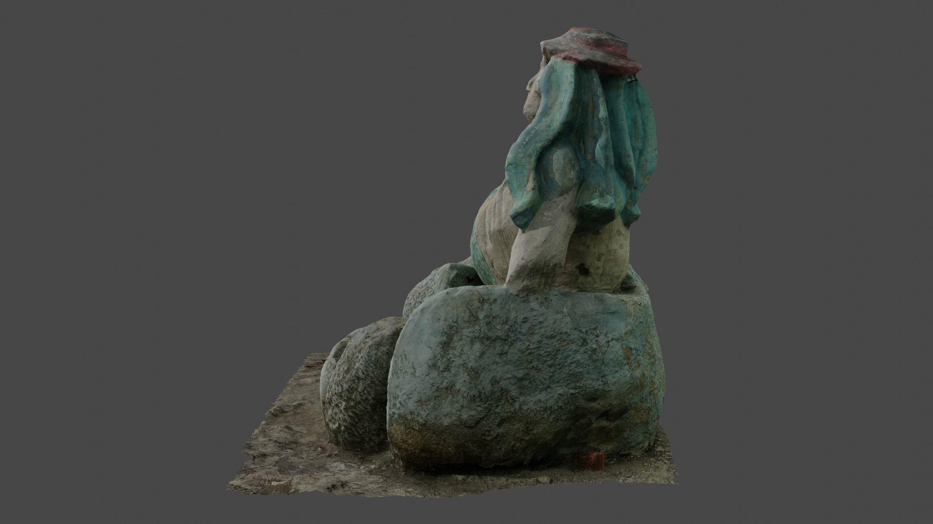 Mermaid statue Low-poly 3D model_2