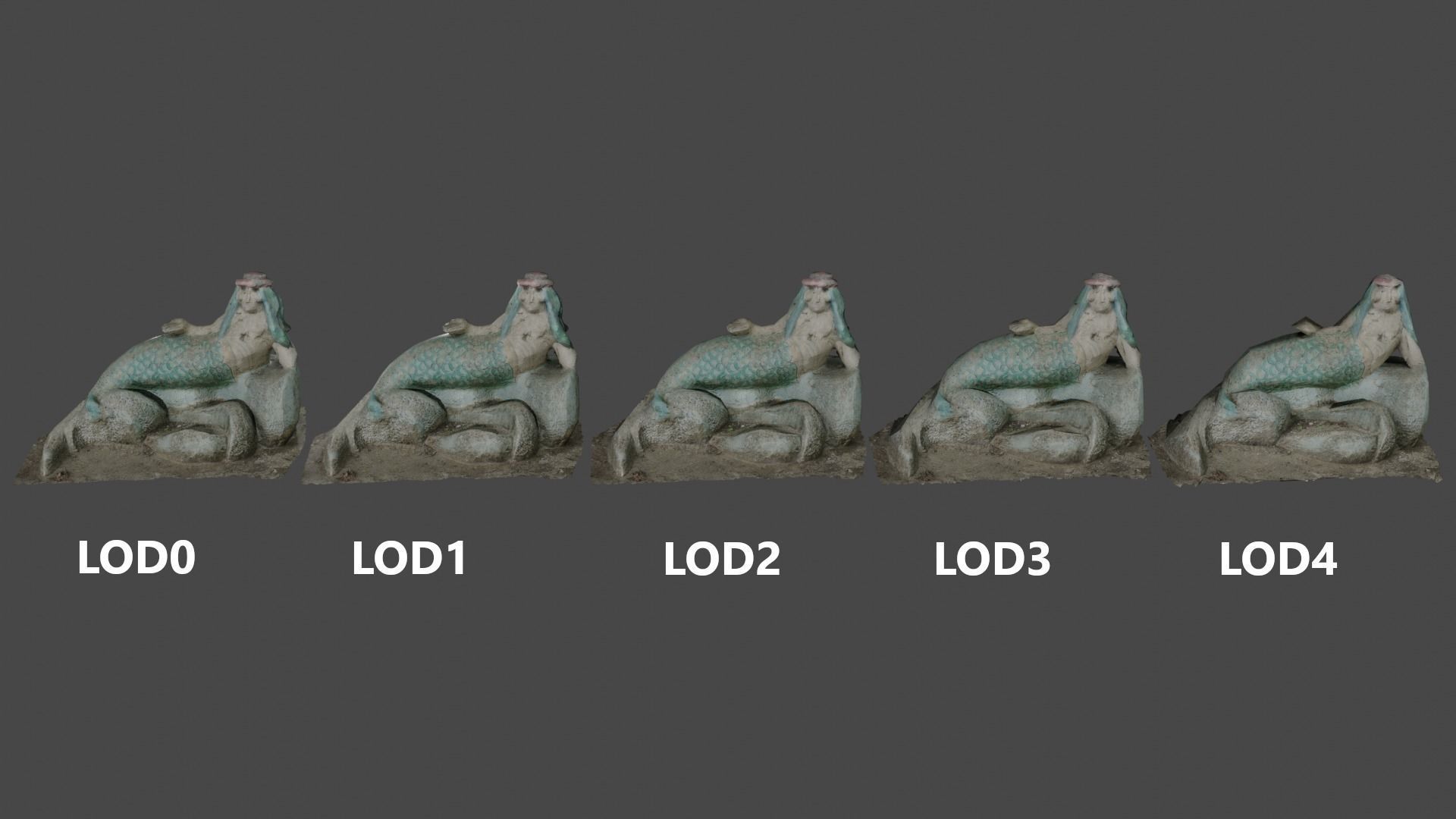 Mermaid statue Low-poly 3D model_9