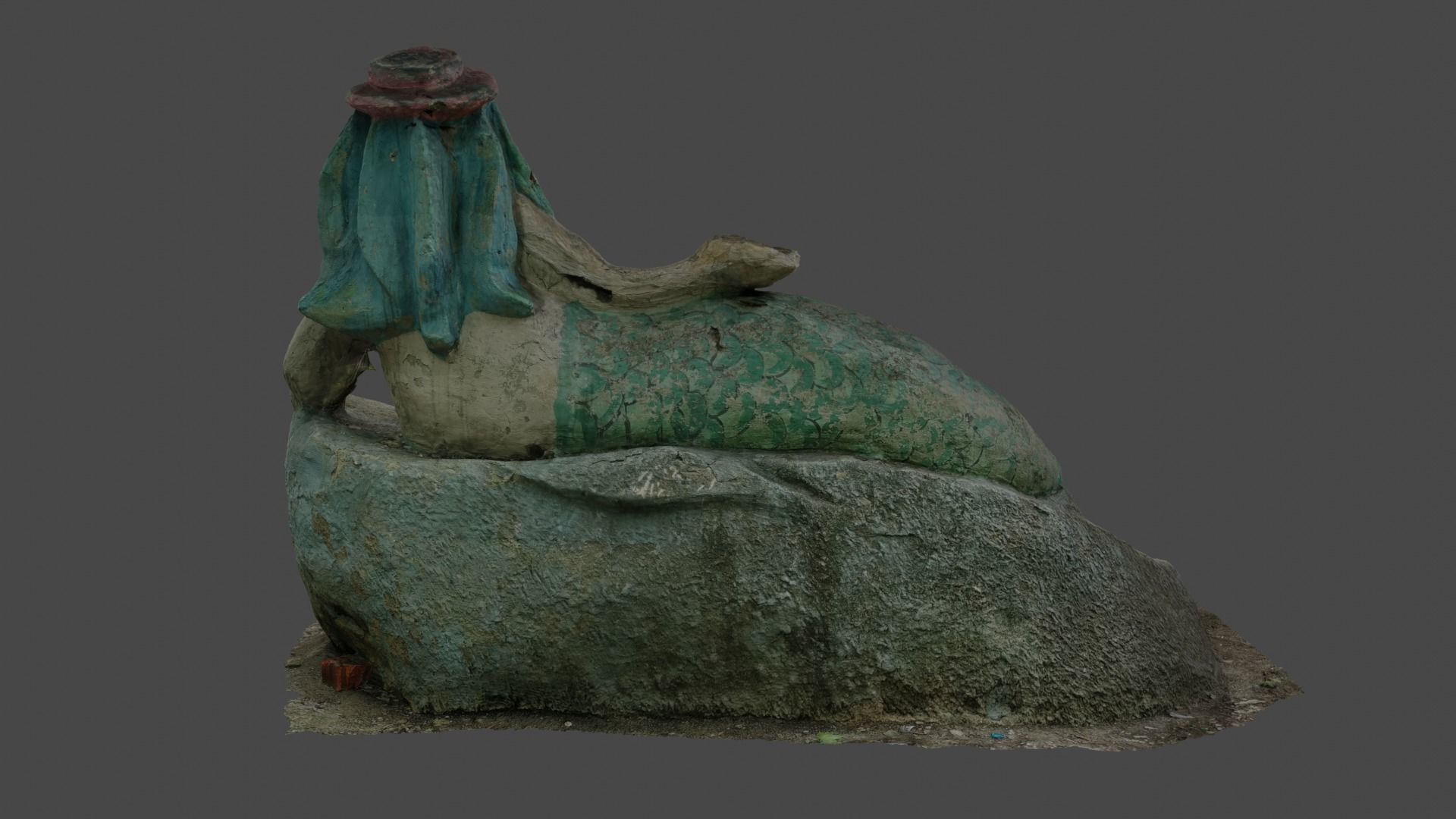 Mermaid statue Low-poly 3D model_4