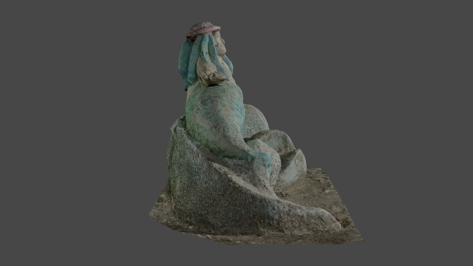 Mermaid statue Low-poly 3D model_5