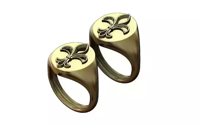 Royal lily Lys flower Fleur de lys signet ring N03