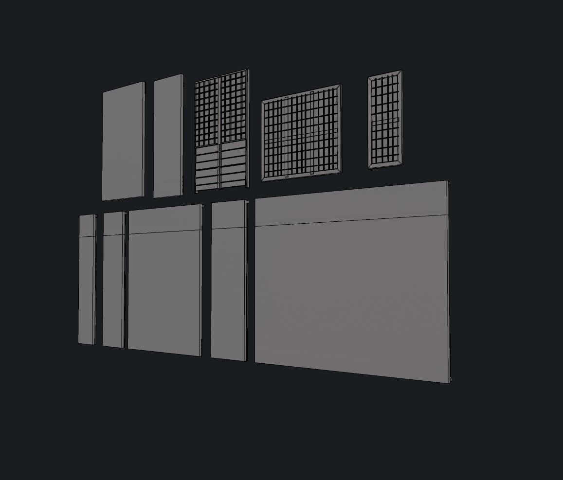 Modular wall Collection0001-B  Low-poly 3D model_12