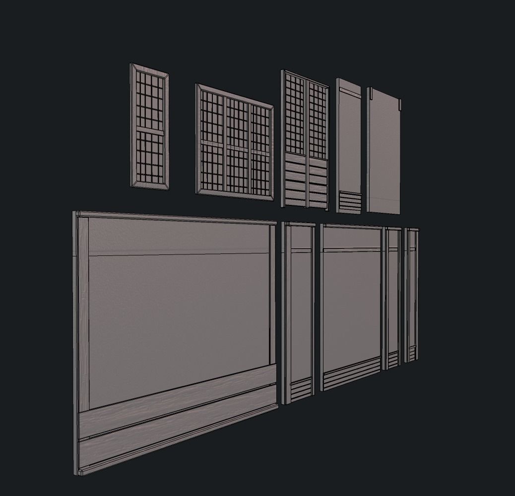 Modular wall Collection0001-B  Low-poly 3D model_11