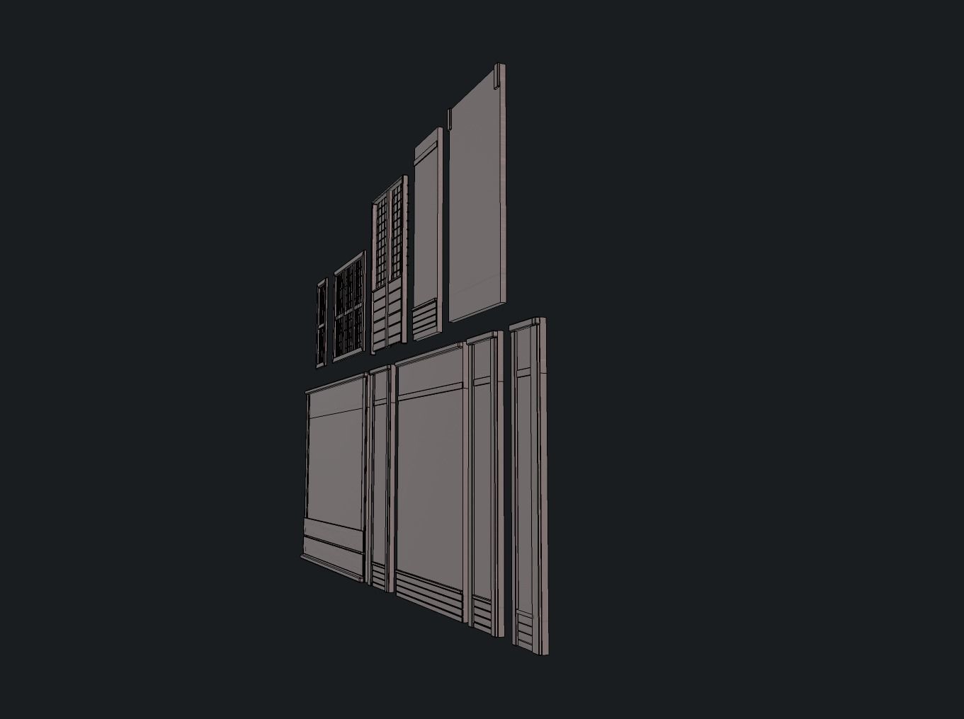Modular wall Collection0001-B  Low-poly 3D model_9