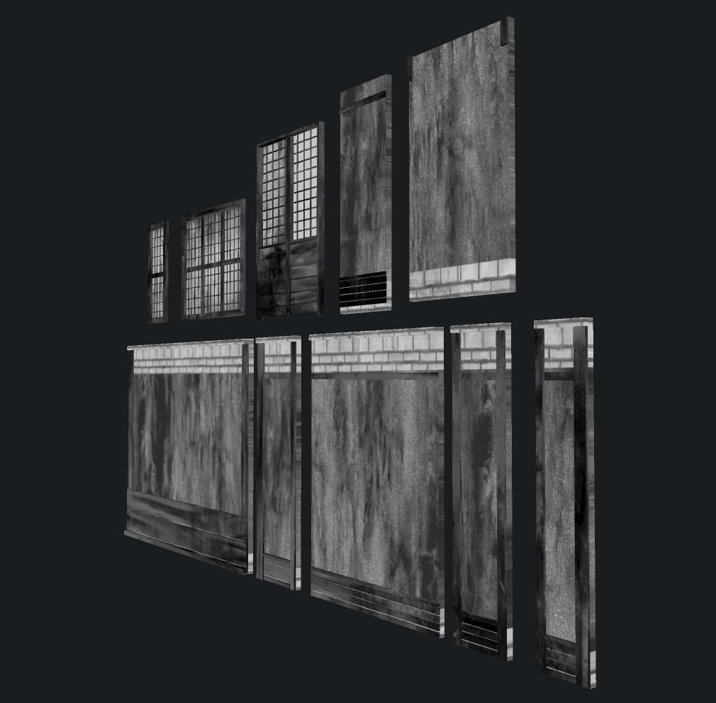Modular wall Collection0001-B  Low-poly 3D model_14