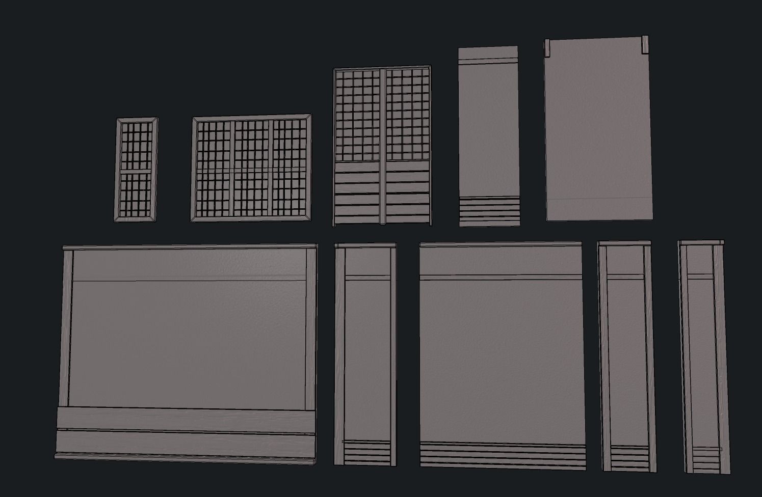 Modular wall Collection0001-B  Low-poly 3D model_10