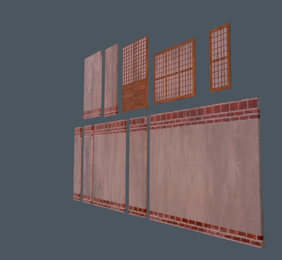 Modular wall Collection0001-B  Low-poly 3D model_6